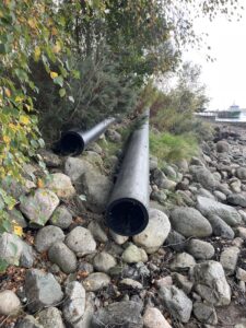 Old pipes on Loch Creran shore